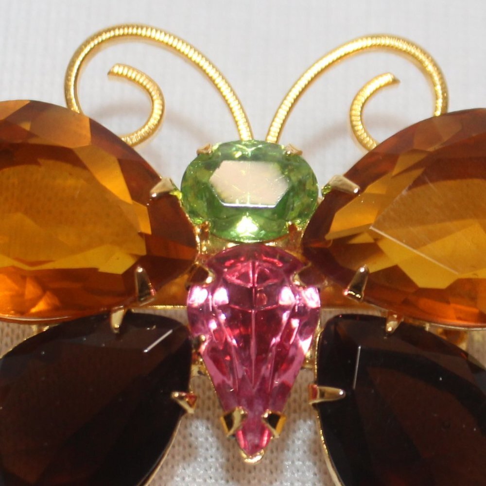 Joan Rivers Vintage Rhinestone Brooch Pin Butterfly - Picture 9 of 11
